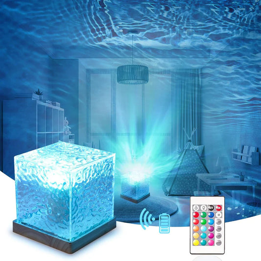 USB Ocean Wave Water Effect Ripple Lamp (16 In 1 Color with Remote)